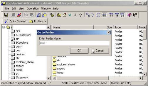 Go to Folder dialog box