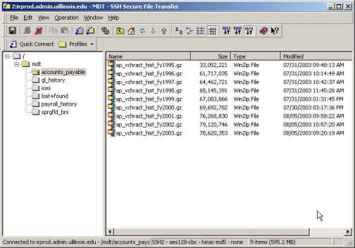 list of files stored in selected directory