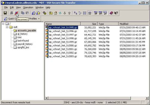 close the connection to the MDT environment using the File menu or the Disconnect button